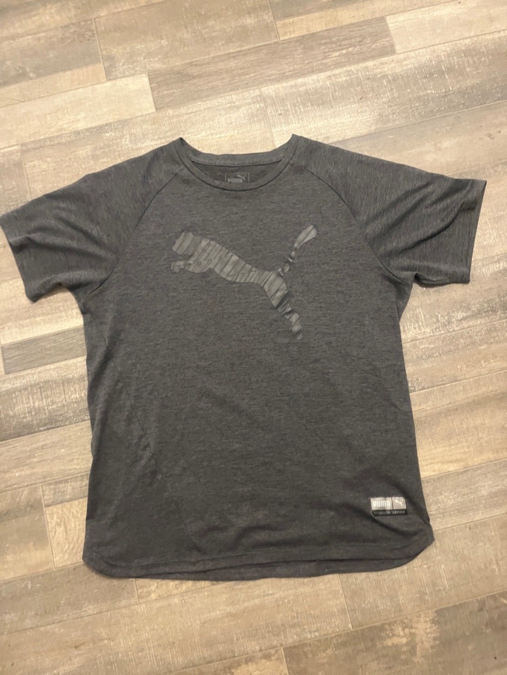 Puma Gray Short Sleeve Performance Tee with Tonal Logo